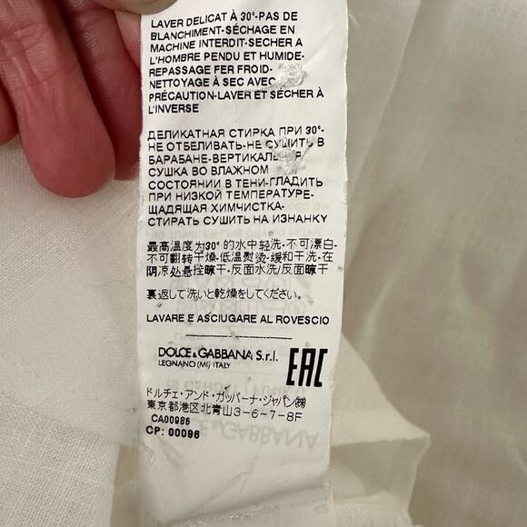 Dolce & Gabbana White Martini Linen Shirt Men IT 44 - Picture 7 of 12